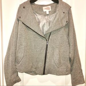 Gray hooded zip up jacket